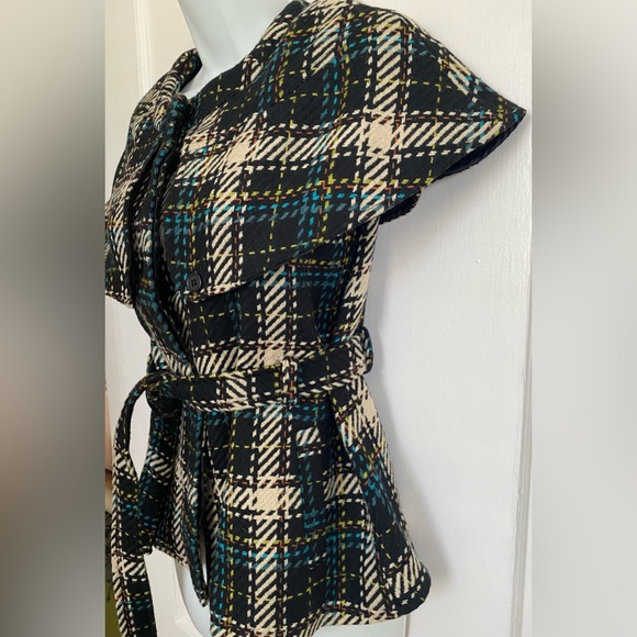SOLD! Cejon Vest Capelet jacket layer piece houndstooth plaid new with tags Sz S - Picture 3 of 12